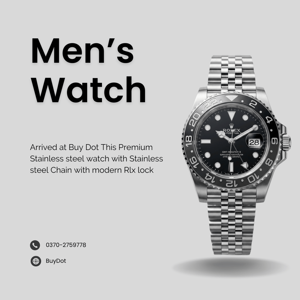 Luxury Rlx Stainless Steel Men’s Watch – Date Display