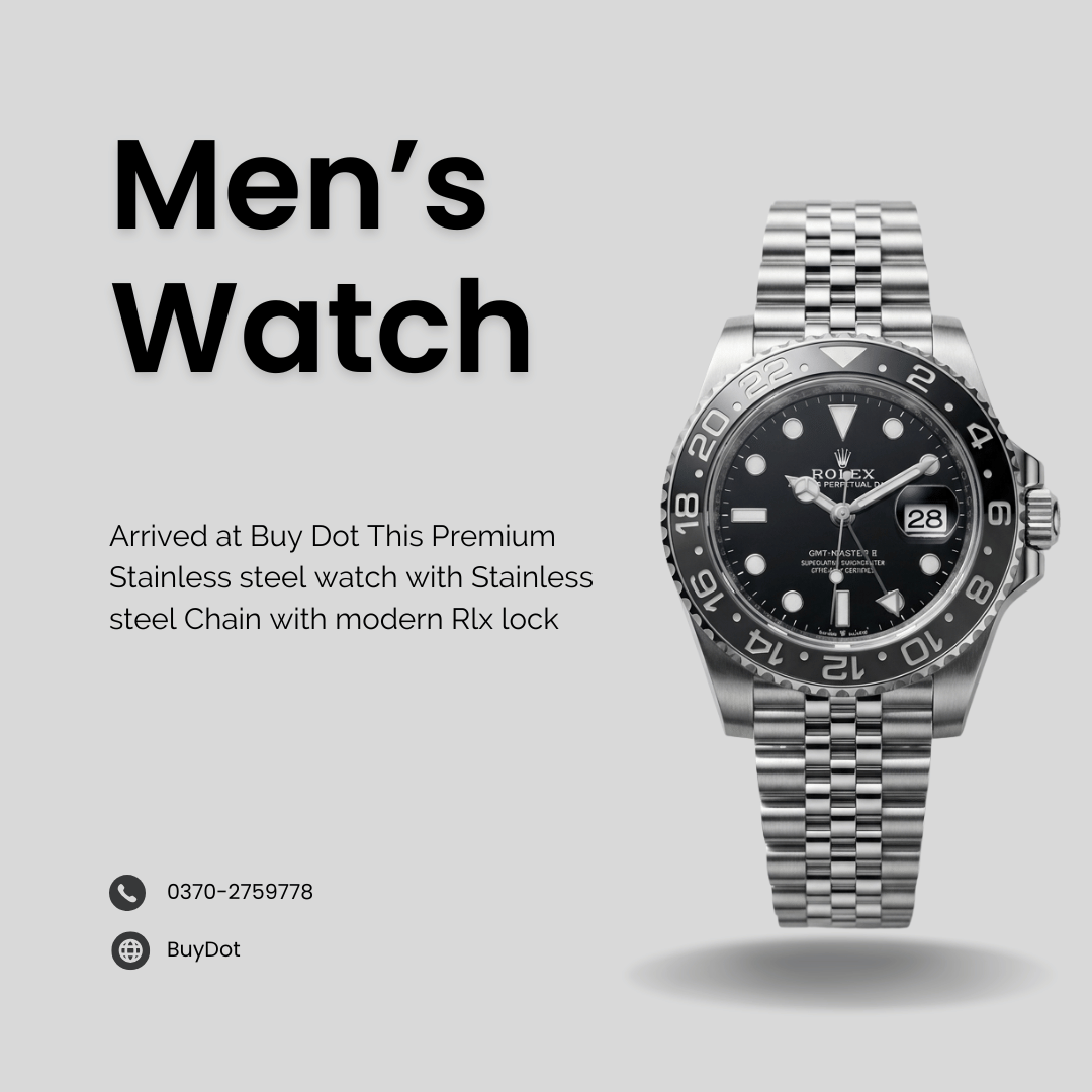 Luxury Rlx Stainless Steel Men’s Watch – Date Display